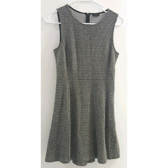 Theory Nikay D Kenmore‎ Gray Tweed Jersey Knit Fit & Flare Mini Dress Size 4 - Picture 2 of 7